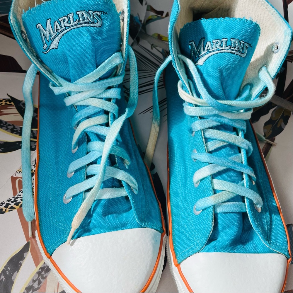 Vintage FL Marlins High-Top Canvas MLB Sneakers Miami Baseball - Picture 8 of 10